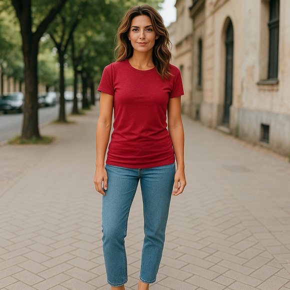 Red/Burgundy Ruched T-Shirt by Micticsi - Size Small - New Without Tags - Picture 2 of 7
